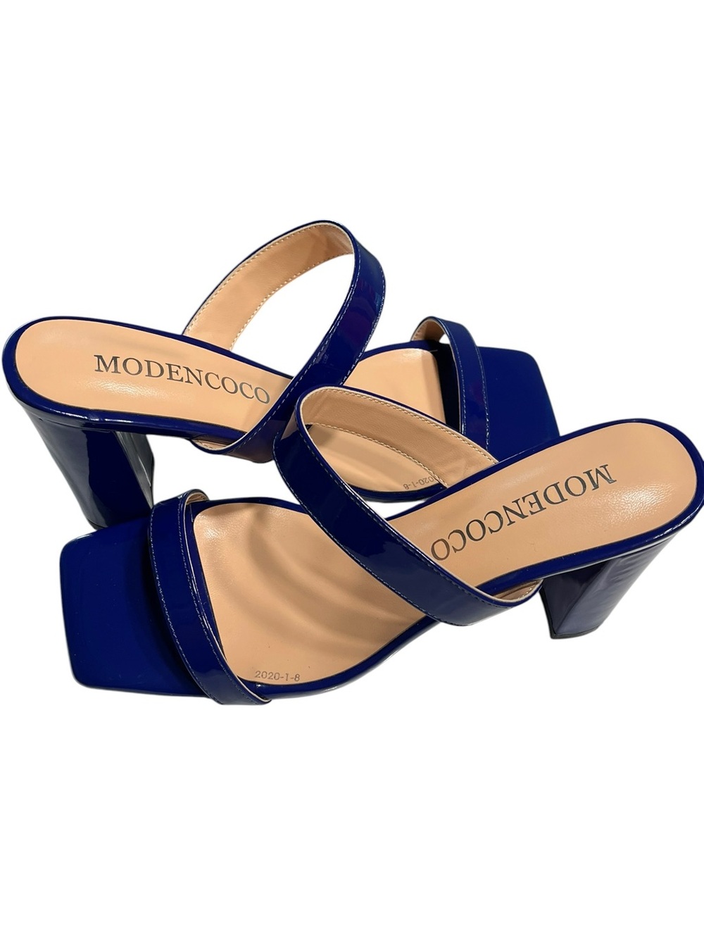 Modencoco Blue 2 Strap Block Heel Sandal - Size 7.5